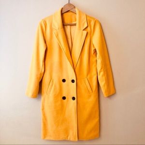 Mustard Yellow Double Breasted Lined Long Coat